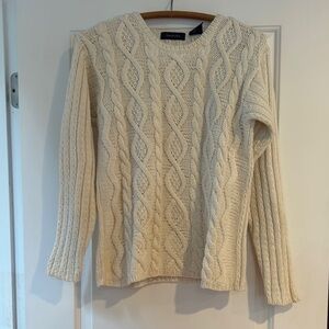 Navy Blue Crewneck Sweater with Soft Knit and Ribbed Cuffs